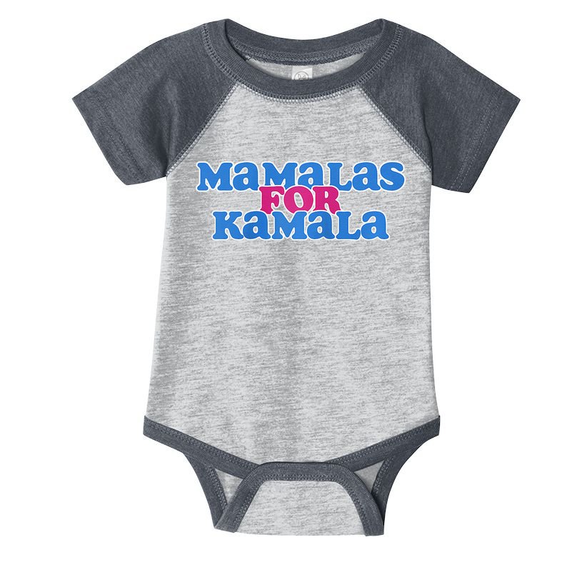 Mamalas For Kamala This Mamala Voting For Kamala Raglan Infant Baby Jersey Bodysuit