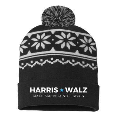 Midwest For Kamala Harris Walz Make America Nice USA-Made Snowflake Beanie