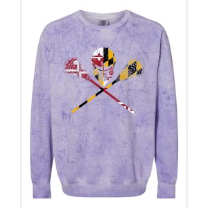 Maryland Flag Lacrosse Colorblast Crewneck Sweatshirt