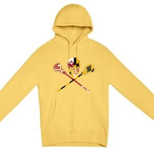 Maryland Flag Lacrosse Premium Pullover Hoodie