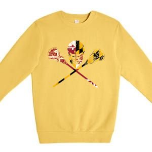 Maryland Flag Lacrosse Premium Crewneck Sweatshirt