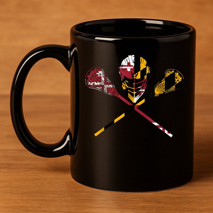 Maryland Flag Lacrosse 11oz C Handle Ceramic Mug