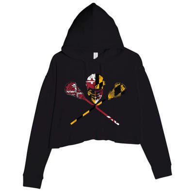 Maryland Flag Lacrosse Crop Fleece Hoodie