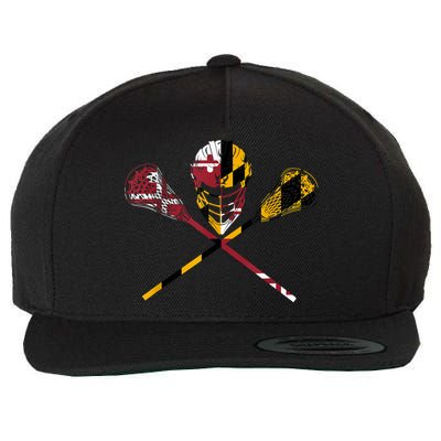 Maryland Flag Lacrosse Wool Snapback Cap