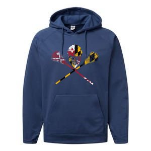 Maryland Flag Lacrosse Performance Fleece Hoodie