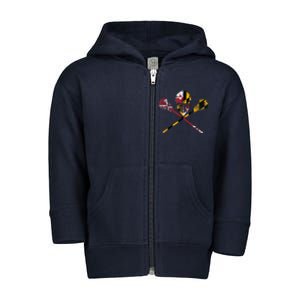 Maryland Flag Lacrosse Toddler Zip Fleece Hoodie