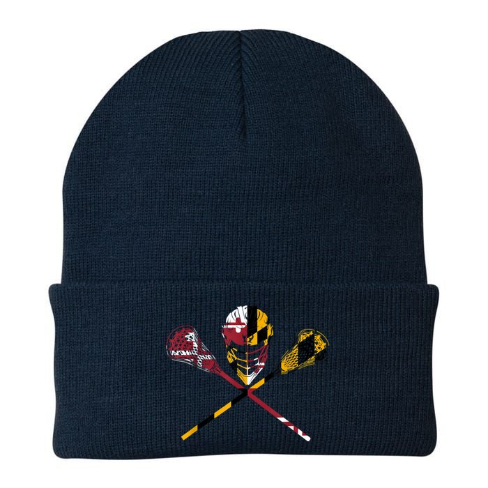 Maryland Flag Lacrosse Knit Cap Winter Beanie