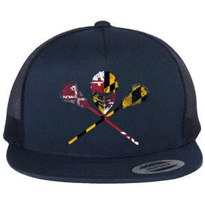 Maryland Flag Lacrosse Flat Bill Trucker Hat