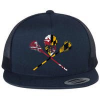 Maryland Flag Lacrosse Flat Bill Trucker Hat