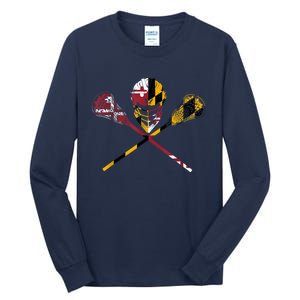 Maryland Flag Lacrosse Tall Long Sleeve T-Shirt