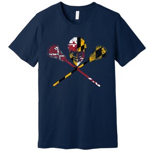 Maryland Flag Lacrosse Premium T-Shirt