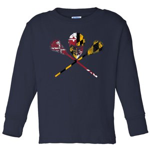 Maryland Flag Lacrosse Toddler Long Sleeve Shirt