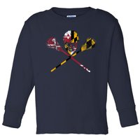 Maryland Flag Lacrosse Toddler Long Sleeve Shirt