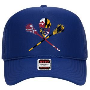 Maryland Flag Lacrosse High Crown Mesh Back Trucker Hat