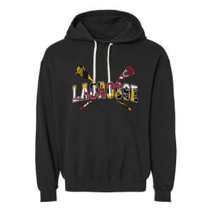 Maryland Flag Lacrosse Garment-Dyed Fleece Hoodie