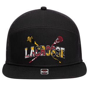 Maryland Flag Lacrosse 7 Panel Mesh Trucker Snapback Hat