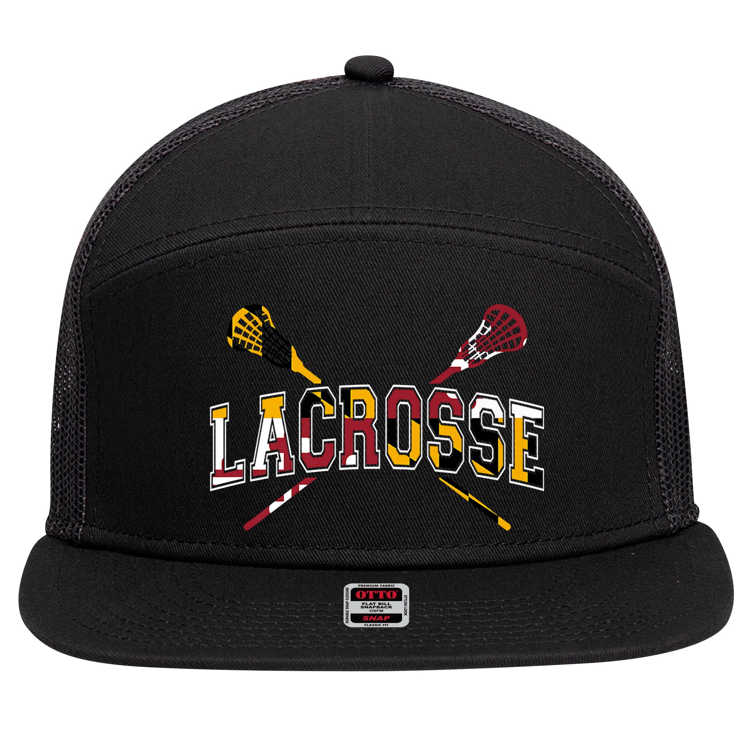 Maryland Flag Lacrosse 7 Panel Mesh Trucker Snapback Hat