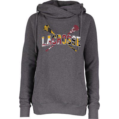 Maryland Flag Lacrosse Womens Funnel Neck Pullover Hood