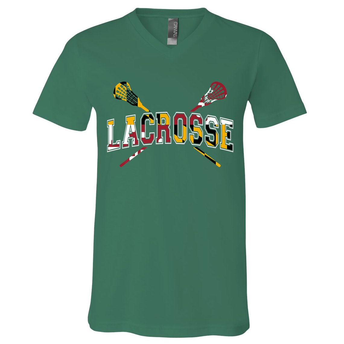 Maryland Flag Lacrosse V-Neck T-Shirt
