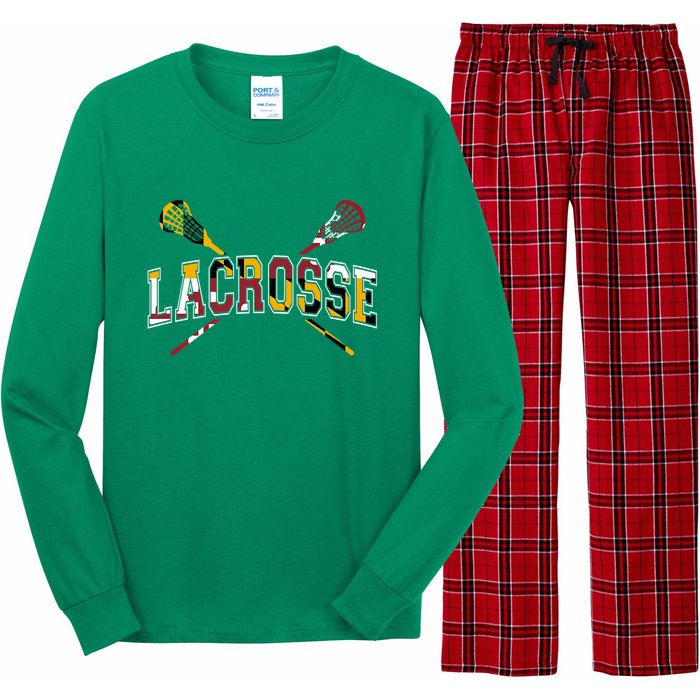 Maryland Flag Lacrosse Long Sleeve Pajama Set