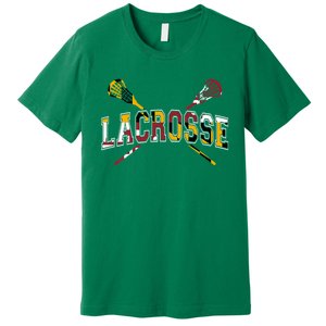 Maryland Flag Lacrosse Premium T-Shirt