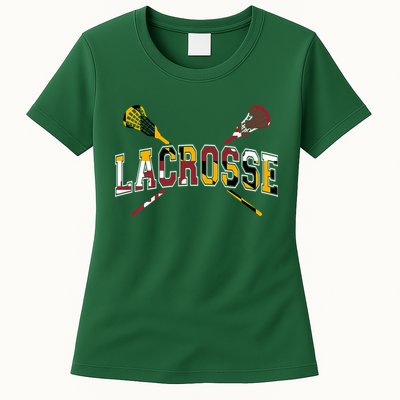 Maryland Flag Lacrosse Womens T-Shirt