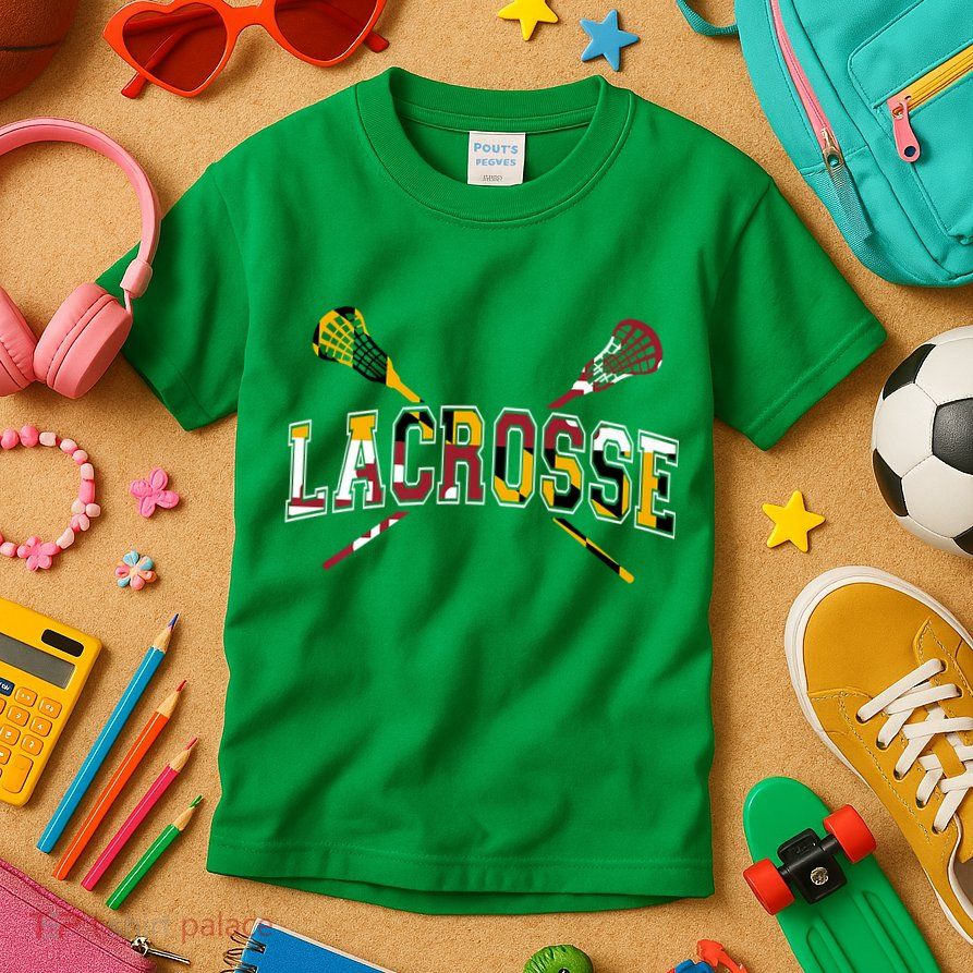 Maryland Flag Lacrosse Kids T-Shirt