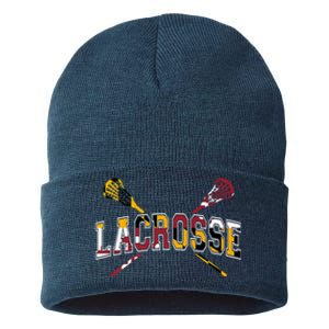 Maryland Flag Lacrosse Sustainable Knit Beanie