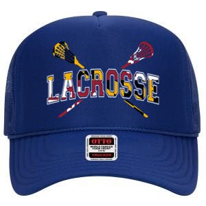 Maryland Flag Lacrosse High Crown Mesh Back Trucker Hat