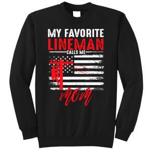 My Favorite Lineman Calls Me Mom Funny American Flag Lineman Sweatshirt