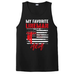 My Favorite Lineman Calls Me Mom Funny American Flag Lineman PosiCharge Competitor Tank