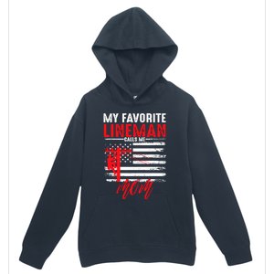 My Favorite Lineman Calls Me Mom Funny American Flag Lineman Urban Pullover Hoodie