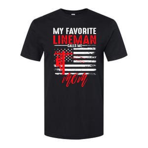 My Favorite Lineman Calls Me Mom Funny American Flag Lineman Softstyle CVC T-Shirt