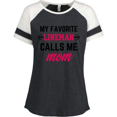 My Favorite Line Calls Me Mom Football Mom Mother's Day Gift Enza Ladies Jersey Colorblock Tee