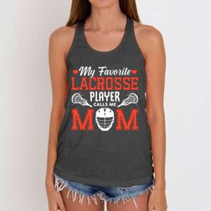 My Favorite Lacrosse Player Calls Me Mom Women's Knotted Racerback Tank