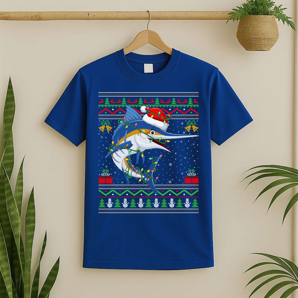 Marlin Fish Lover Matching Ugly Marlin Christmas Meaningful Gift T-Shirt