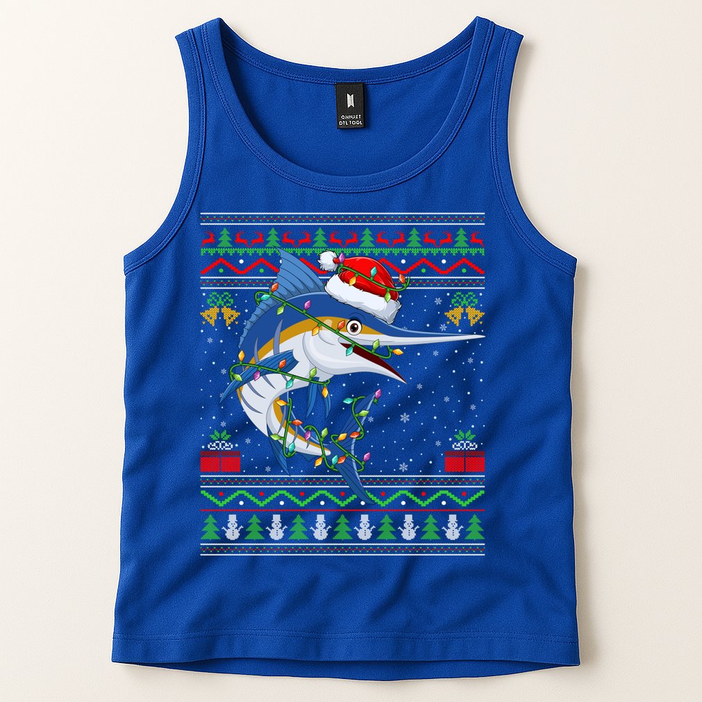 Marlin Fish Lover Matching Ugly Marlin Christmas Meaningful Gift Tank Top