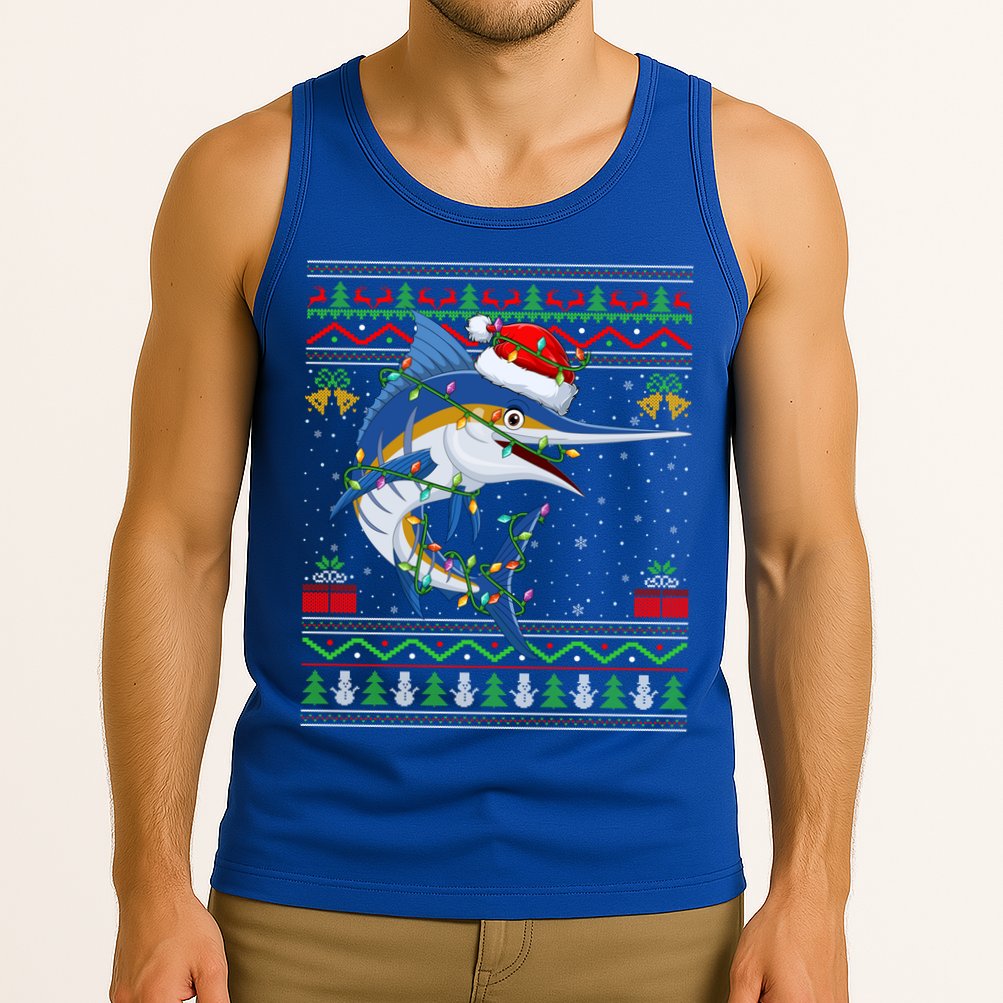 Marlin Fish Lover Matching Ugly Marlin Christmas Meaningful Gift Tank Top