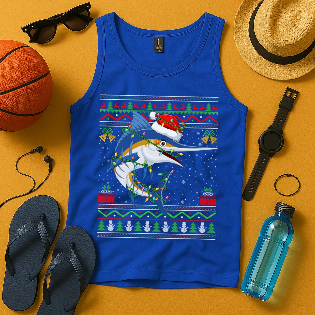 Marlin Fish Lover Matching Ugly Marlin Christmas Meaningful Gift Tank Top
