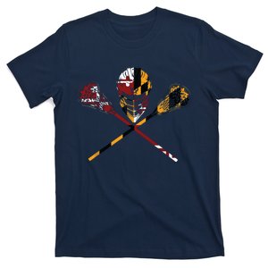 Maryland Flag Lacrosse College LAX Stick T-Shirt