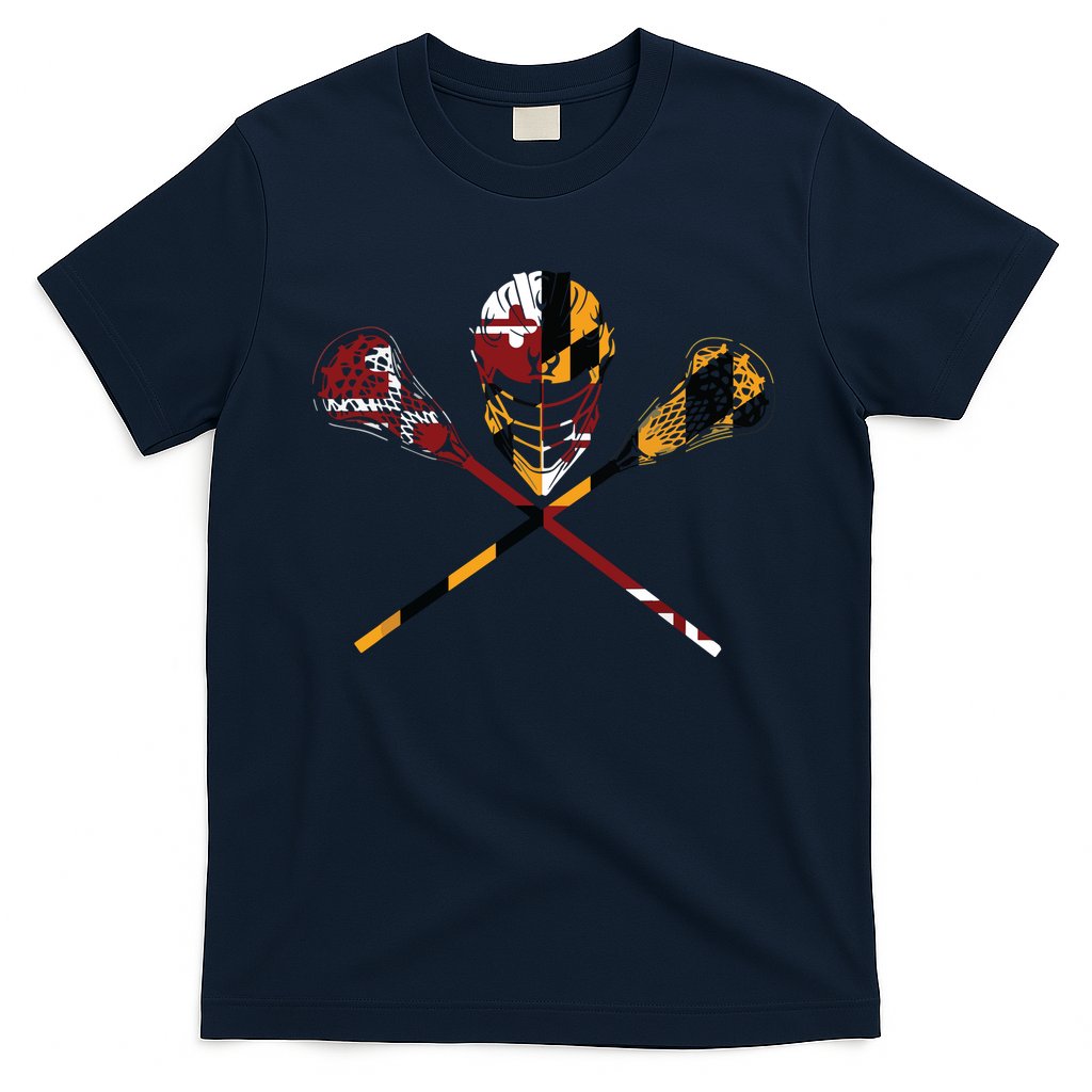 Maryland Flag Lacrosse College LAX Stick T-Shirt