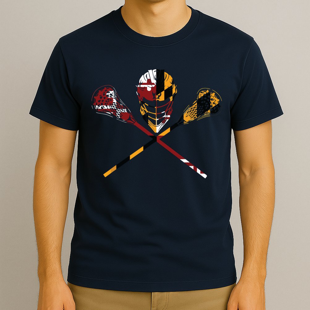 Maryland Flag Lacrosse College LAX Stick T-Shirt