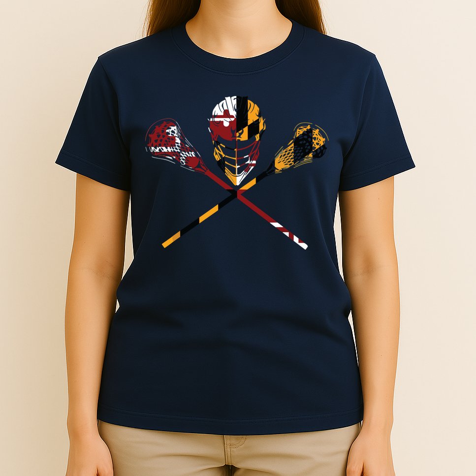 Maryland Flag Lacrosse College LAX Stick T-Shirt