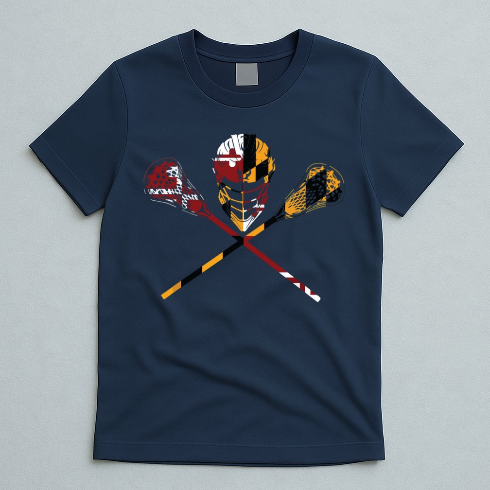 Maryland Flag Lacrosse College LAX Stick T-Shirt