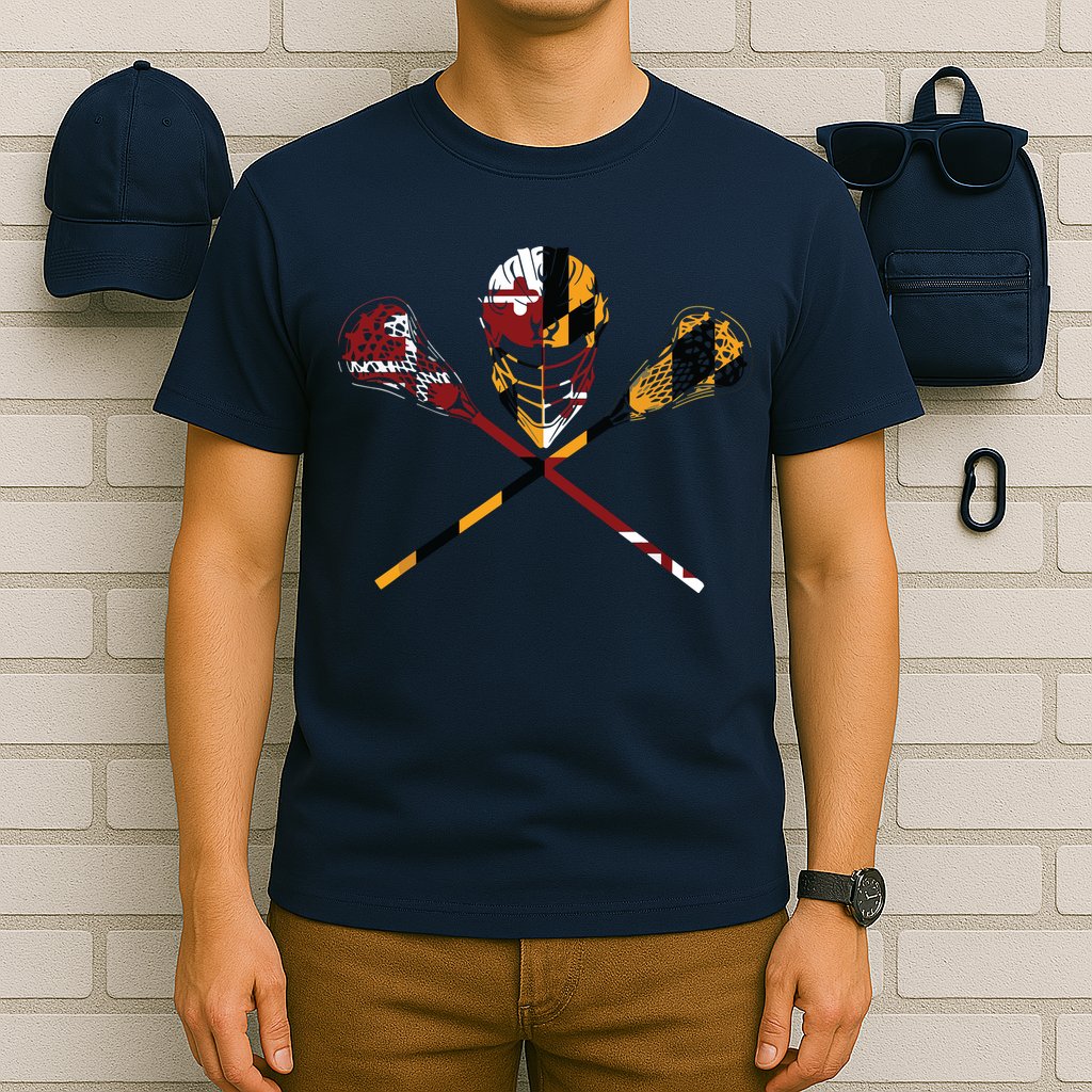 Maryland Flag Lacrosse College LAX Stick T-Shirt