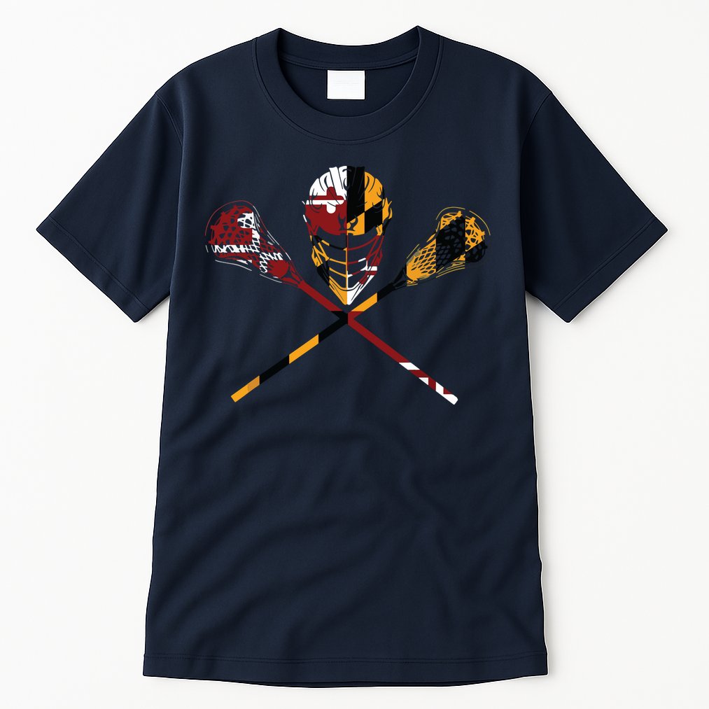 Maryland Flag Lacrosse College LAX Stick Tall T-Shirt