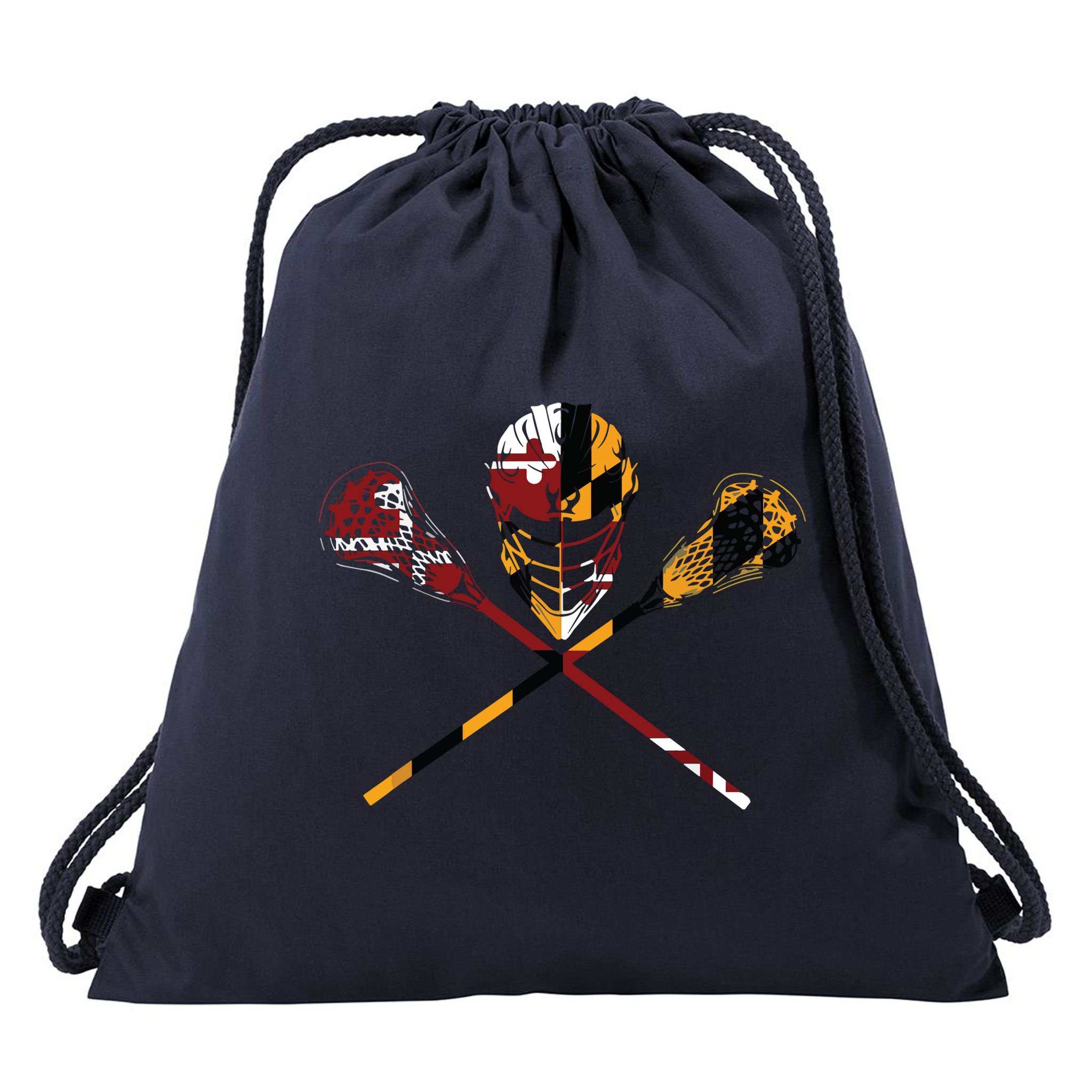 Maryland Flag Lacrosse College LAX Stick Drawstring Bag