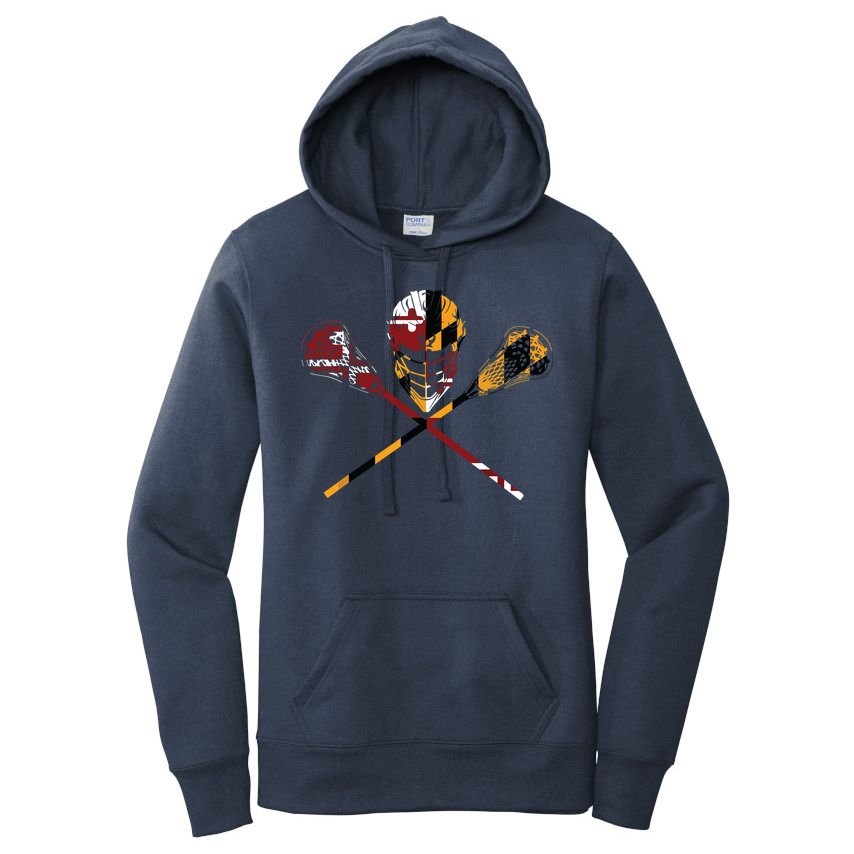 Maryland Flag Lacrosse College LAX Stick Women's Pullover Hoodie