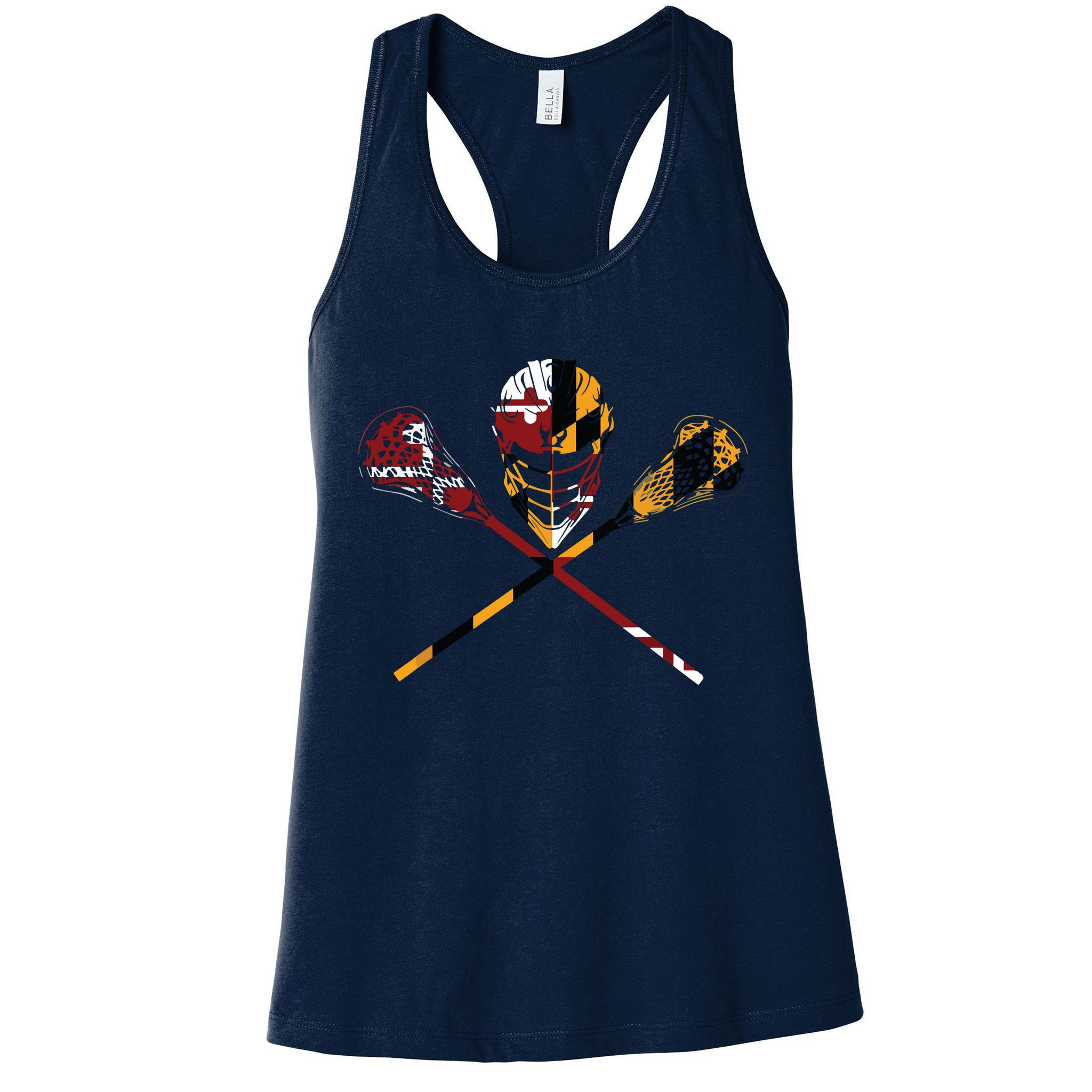 Maryland Flag Lacrosse College LAX Stick Womens Tank Top