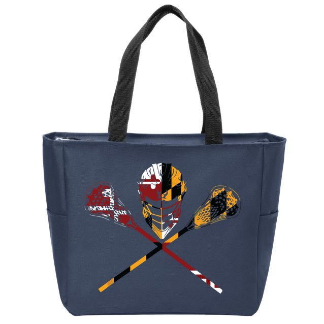 Maryland Flag Lacrosse College LAX Stick Zip Tote Bag